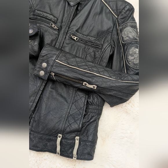 Vintage Ed Hardy Leather Skull Live To Ride Motorcycle Jacket - Picture 14 of 16